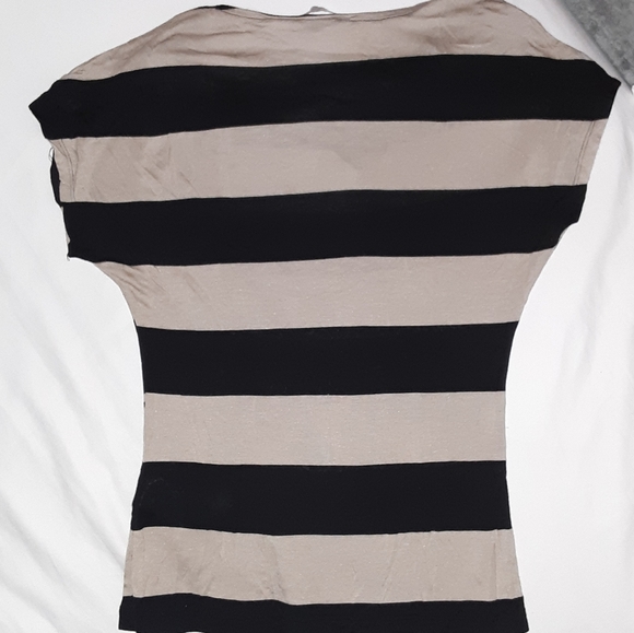 H&M Light Brown & Black Striped Dolman Shirt Small - Picture 4 of 4